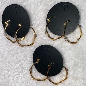 1 pair of hoops medium size 14K overlay gold with silver decor